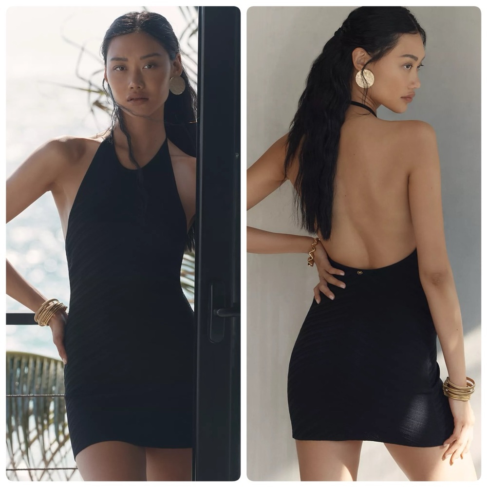 PQ Swim x Anthropologie ❥ Elegant Black Halter Coverup Dress